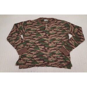 Embassy Shirt Mens Large Henley Long Sleeve Thermal Green Woodland Camo